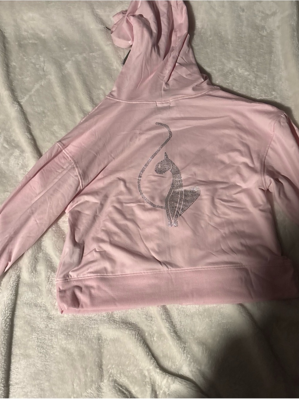 Baby Phat Ballerina Pink Rhinestone Logo Zip Hoodie